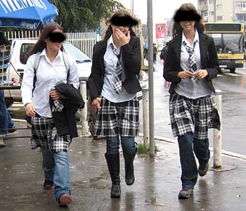 Girls in school uniforms. (novala)